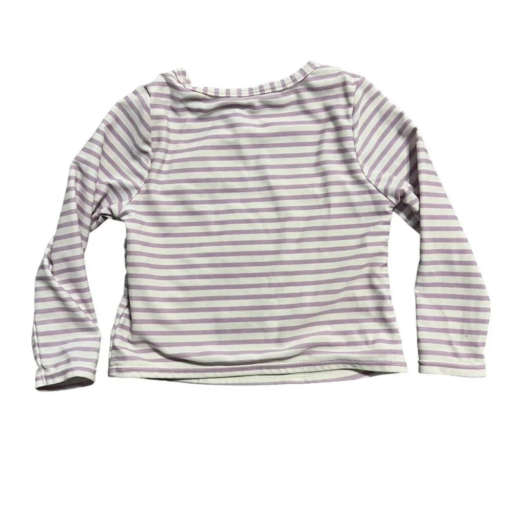 Old Navy 12-18m Lavender Striped Starfish Swim Rashguard Shirt